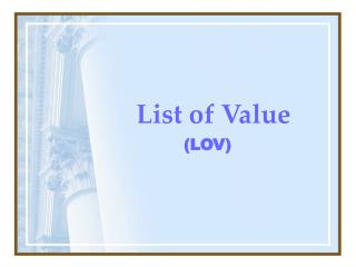 List of Value