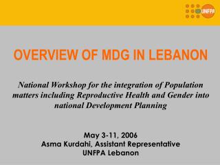 OVERVIEW OF MDG IN LEBANON