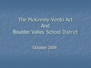 The McKinney-Vento Act And Boulder Valley School District
