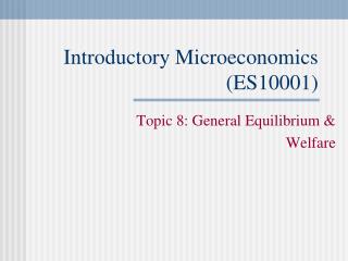 Introductory Microeconomics (ES10001)