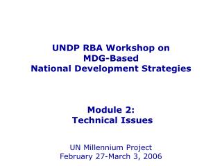 UNDP RBA Workshop on MDG-Based National Development Strategies Module 2: Technical Issues