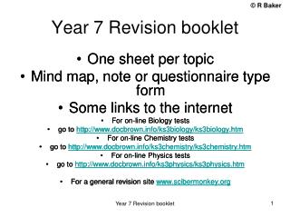 Year 7 Revision booklet