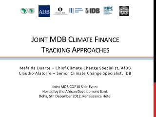 Joint MDB Climate Finance Tracking Approaches