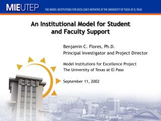 An Institutional Model for Student and Faculty Support