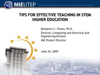 TIPS FOR EFFECTIVE TEACHING IN STEM HIGHER EDUCATION