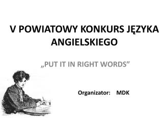 V POWIATOWY KONKURS JĘZYKA ANGIELSKIEGO