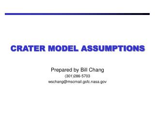 CRATER MODEL ASSUMPTIONS