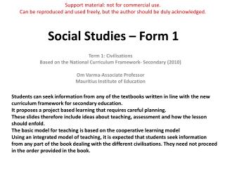 Social Studies – Form 1