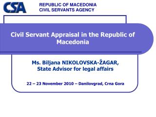 Civil Servant Appraisal in the Republic of Macedonia