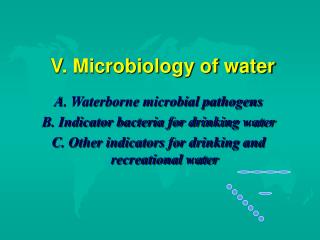 V. Microbiology of water