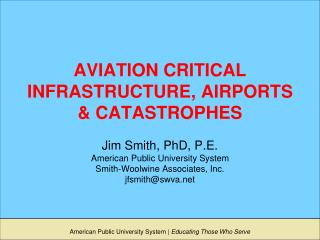 AVIATION CRITICAL INFRASTRUCTURE, AIRPORTS &amp; CATASTROPHES