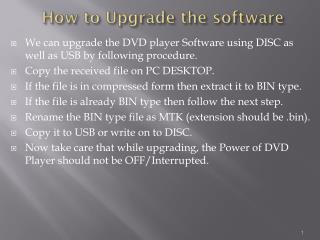 How to Upgrade the software
