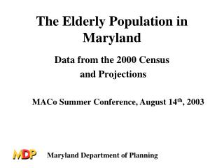 The Elderly Population in Maryland