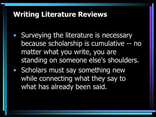 Writing Literature Reviews