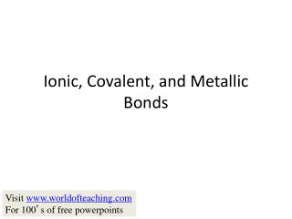 Ionic, Covalent, and Metallic Bonds