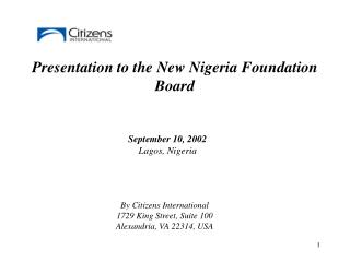 Presentation to the New Nigeria Foundation Board
