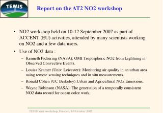 Report on the AT2 NO2 workshop