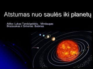 Atstumas nuo saulės iki planetų