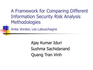 Ajay Kumar Iduri Sushma Sachidanand Quang Tran Vinh