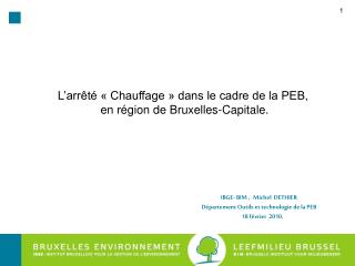 IBGE- BIM , Michel DETHIER Département Outils et technologie de la PEB 18 février 2010.