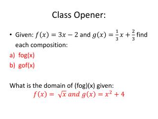 Class Opener: