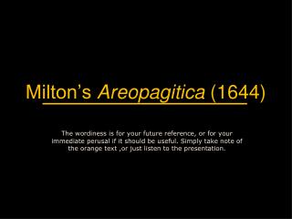 Milton’s Areopagitica (1644)