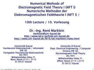 Universität Kassel Fachbereich Elektrotechnik / Informatik (FB 16)