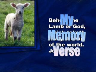 Behold the Lamb of God, which taketh away the sin of the world. John 1:29