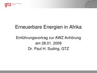 Erneuerbare Energien in Afrika