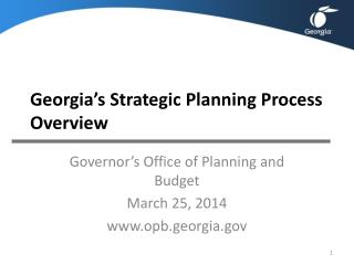 Georgia’s Strategic Planning Process Overview