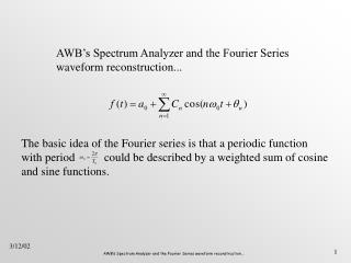 AWB’s Spectrum Analyzer and the Fourier Series waveform reconstruction...