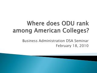 Where does ODU rank among American Colleges?