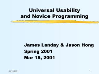 Universal Usability and Novice Programming