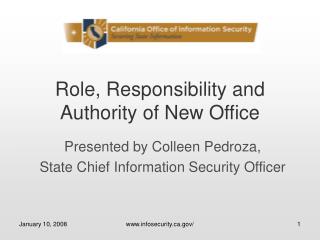 Role, Responsibility and Authority of New Office