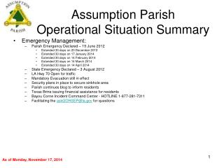 Assumption Parish Operational Situation Summary