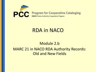 RDA in NACO