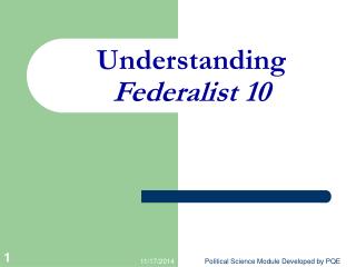 Understanding Federalist 10