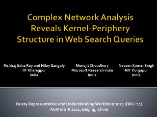 Complex Network Analysis Reveals Kernel-Periphery Structure in Web Search Queries