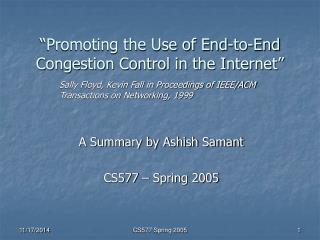 “Promoting the Use of End-to-End Congestion Control in the Internet”