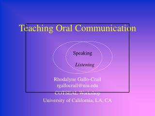 Teaching Oral Communication