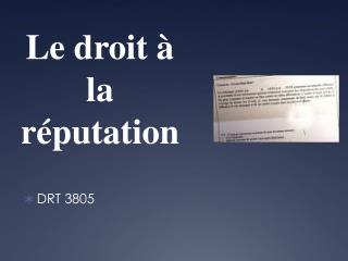 Le droit à la réputation