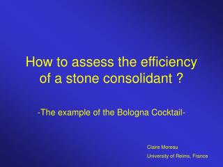 How to assess the efficiency of a stone consolidant ?