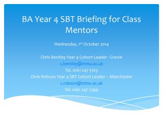 BA Year 4 SBT Briefing for Class Mentors
