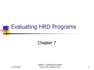 Evaluating HRD Programs