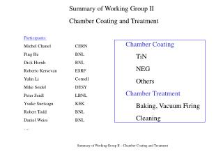 Participants: Michel Chanel		CERN Ping He		BNL Dick Hseuh 		BNL Roberto Kersevan	ESRF