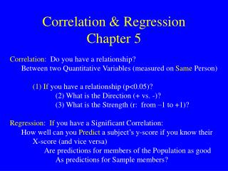 Correlation &amp; Regression Chapter 5