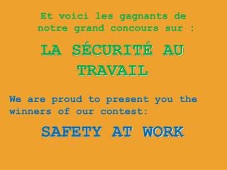 Et voici les gagnants de notre grand concours sur :