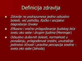 Definicija zdravlja
