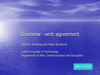 Grammar: verb agreement