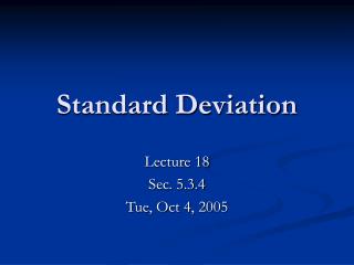 Standard Deviation